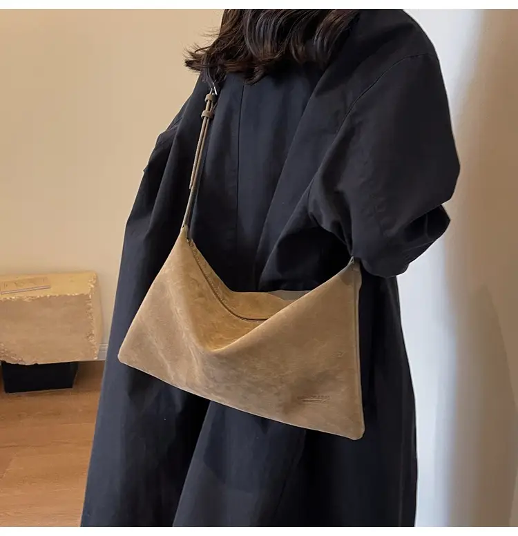 Retro Frosted Suede Shoulder Bag Brown Large Capacity — feature 46