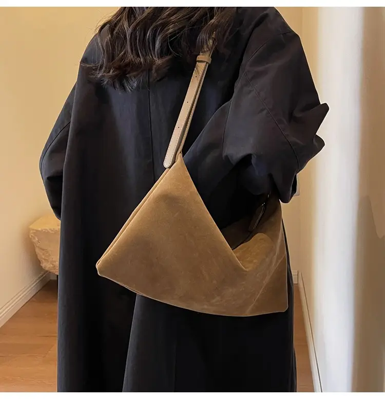 Retro Frosted Suede Shoulder Bag Brown Large Capacity — feature 50