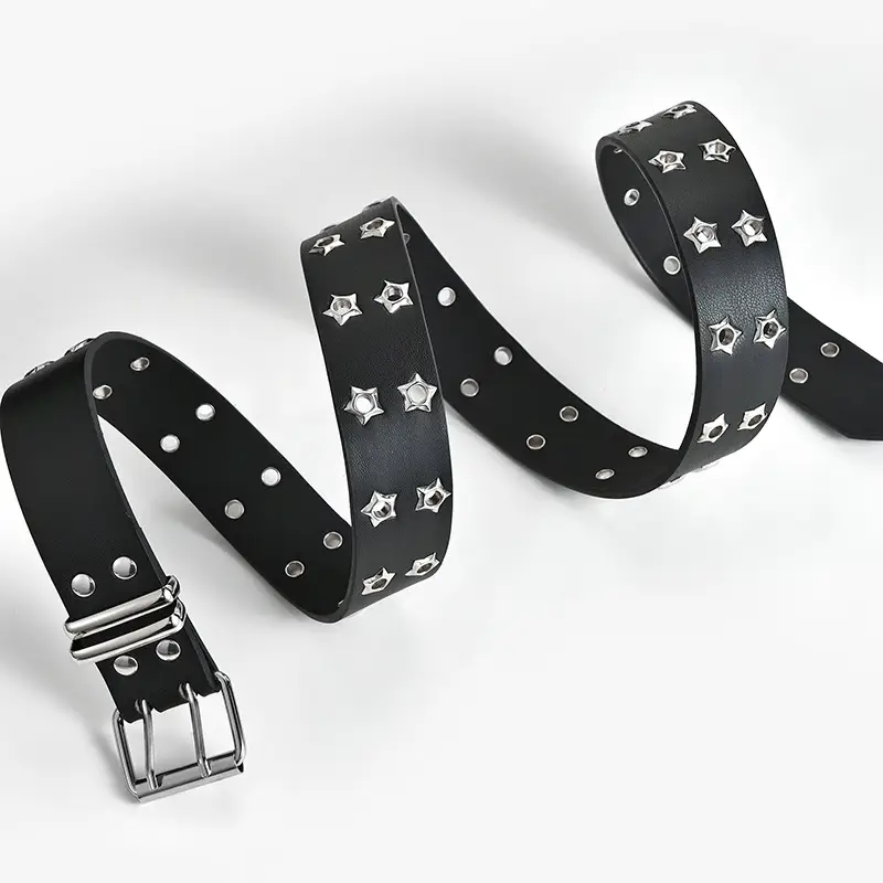Korean Hollow Punk Belt Women Star Air Eye Decorative Double Row Belt - Image 11