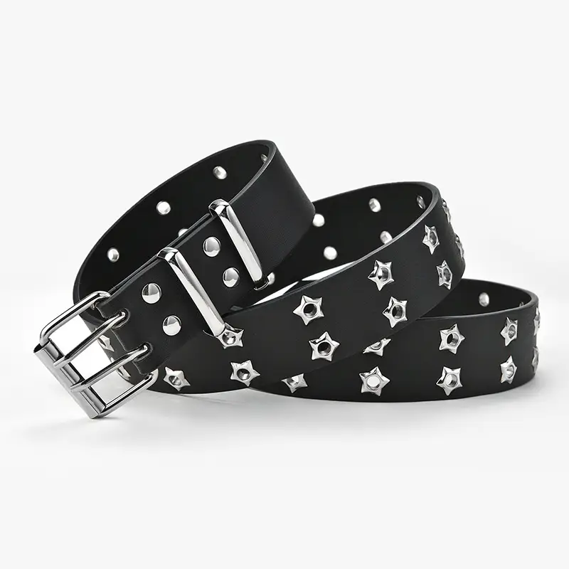 Korean Hollow Punk Belt Women Star Air Eye Decorative Double Row Belt - Image 12