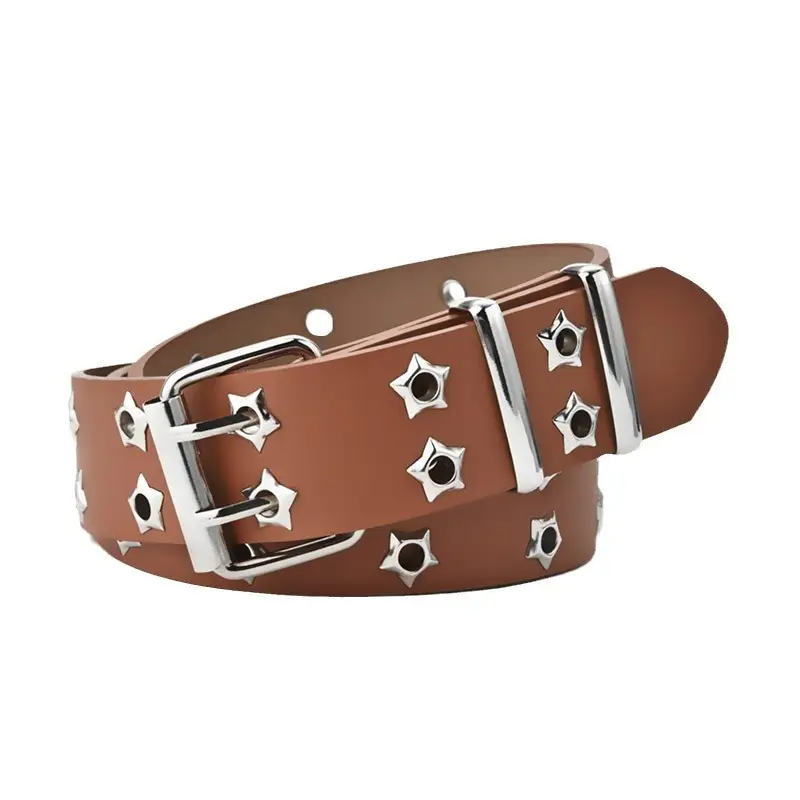Korean Hollow Punk Belt Women Star Air Eye Decorative Double Row Belt - Image 13