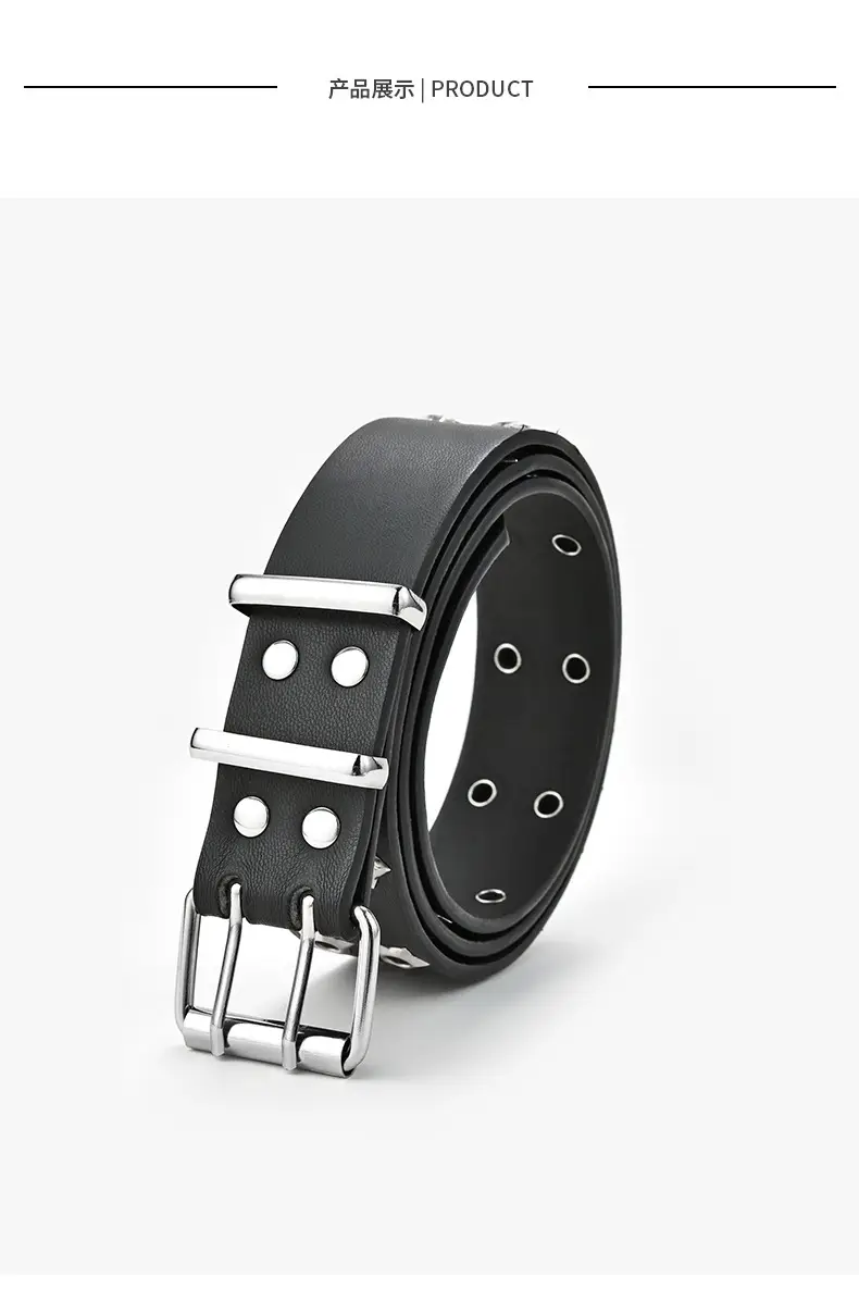 Korean Hollow Punk Belt Women Star Air Eye Decorative Double Row Belt — feature 25