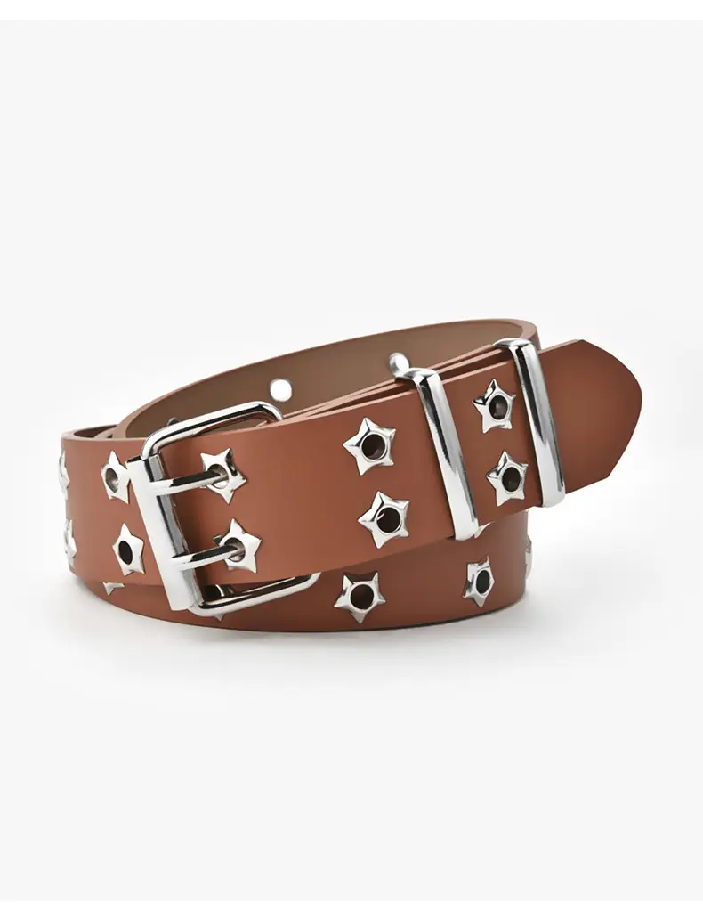 Korean Hollow Punk Belt Women Star Air Eye Decorative Double Row Belt — feature 26