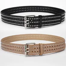 Korean Hollow Punk Belt Women Star Air Eye Decorative Double Row Belt — feature 5
