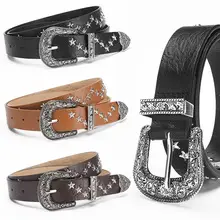 Korean Hollow Punk Belt Women Star Air Eye Decorative Double Row Belt — feature 7