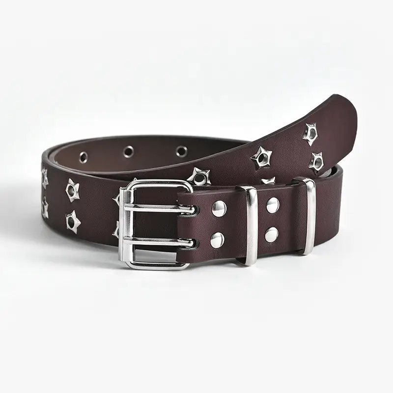 Korean Hollow Punk Belt Women Star Air Eye Decorative Double Row Belt - Image 2