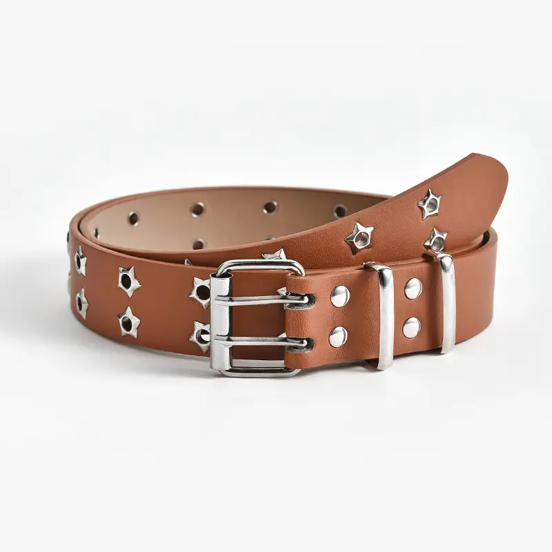 Korean Hollow Punk Belt Women Star Air Eye Decorative Double Row Belt - Image 3