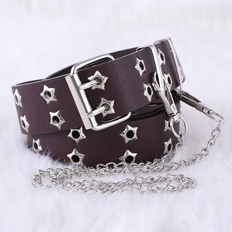 Korean Hollow Punk Belt Women Star Air Eye Decorative Double Row Belt - Image 6