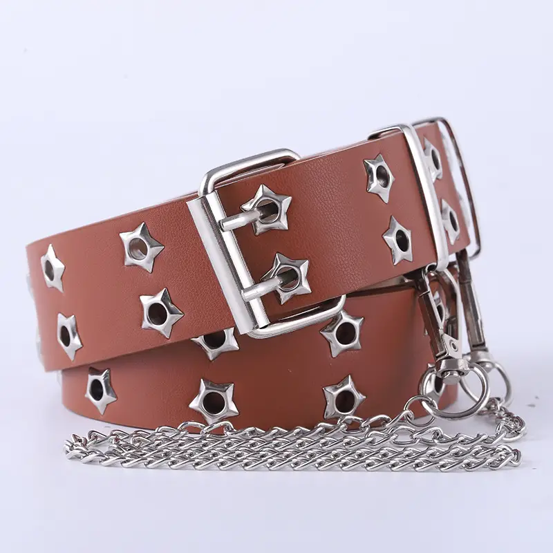 Korean Hollow Punk Belt Women Star Air Eye Decorative Double Row Belt - Image 7