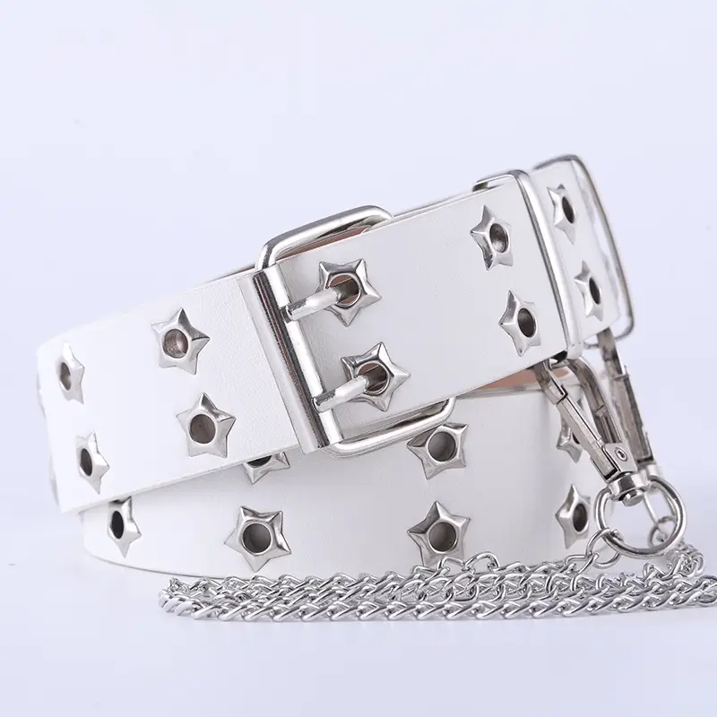 Korean Hollow Punk Belt Women Star Air Eye Decorative Double Row Belt - Image 8