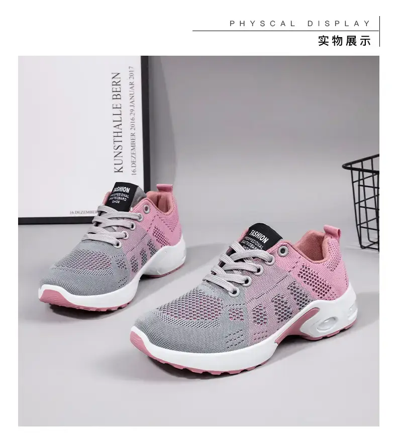 One-piece flying woven casual shoes women's mesh women's sneaker breathable comfortable mom shoes cross-border new — feature 10