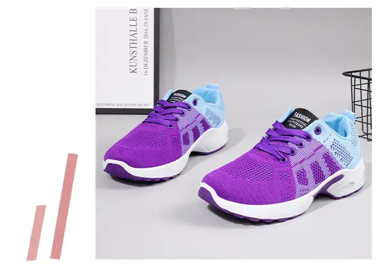 One-piece flying woven casual shoes women's mesh women's sneaker breathable comfortable mom shoes cross-border new — feature 15