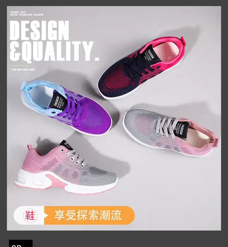 One-piece flying woven casual shoes women's mesh women's sneaker breathable comfortable mom shoes cross-border new — feature 19
