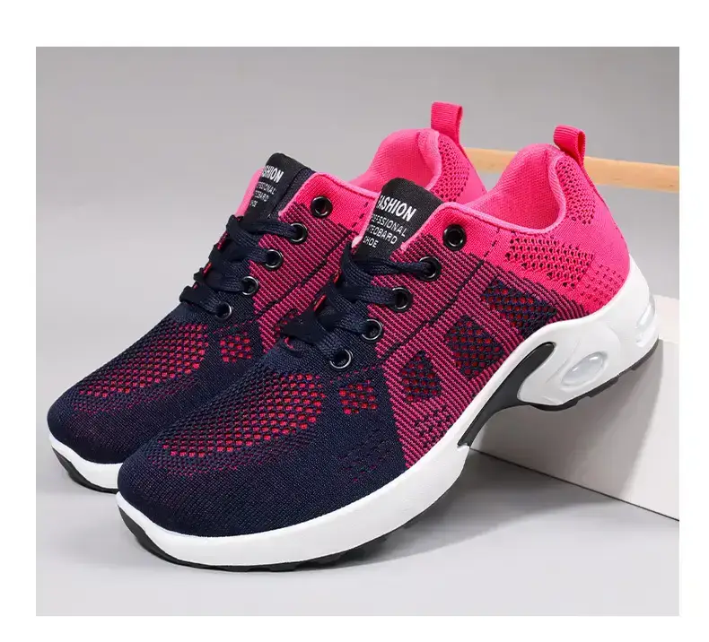 One-piece flying woven casual shoes women's mesh women's sneaker breathable comfortable mom shoes cross-border new — feature 2