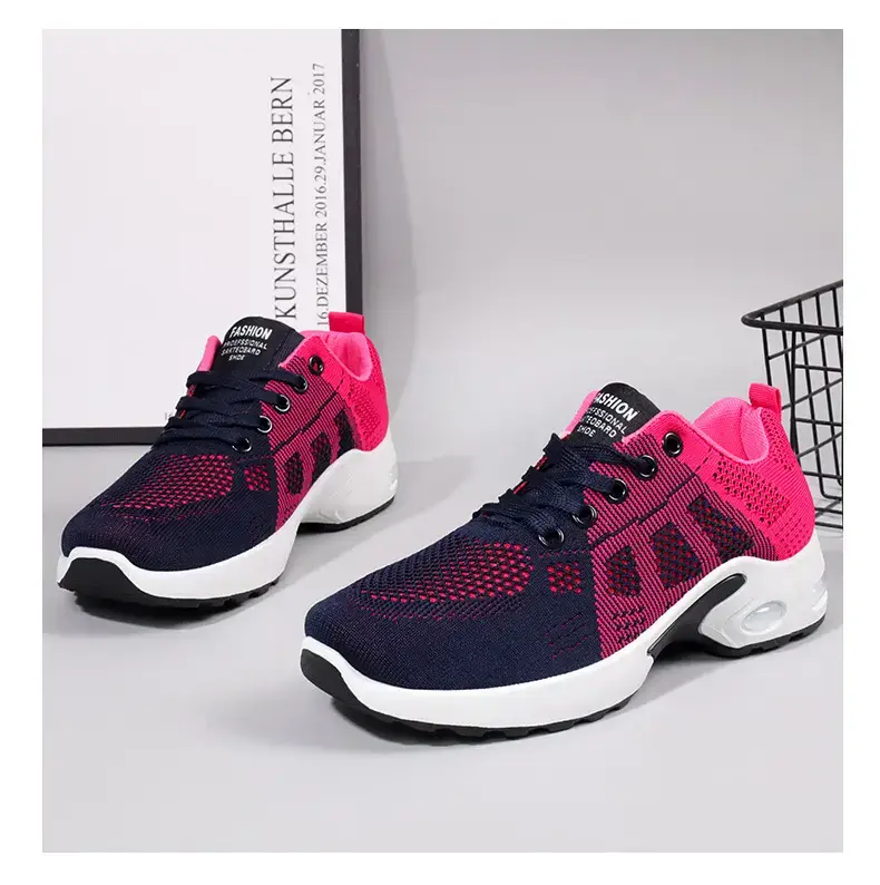 One-piece flying woven casual shoes women's mesh women's sneaker breathable comfortable mom shoes cross-border new — feature 3