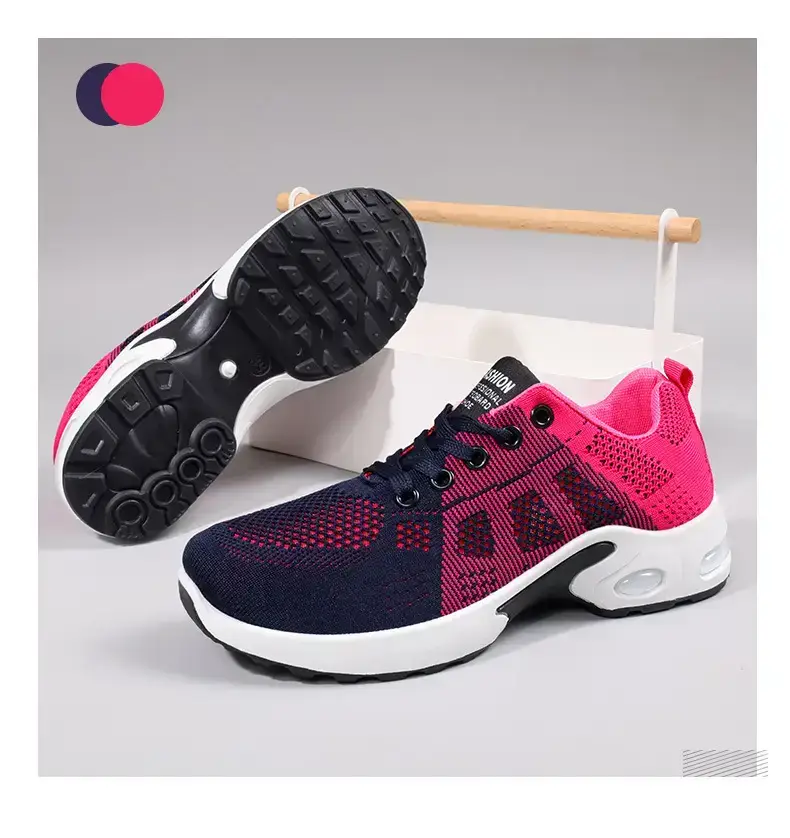 One-piece flying woven casual shoes women's mesh women's sneaker breathable comfortable mom shoes cross-border new — feature 4