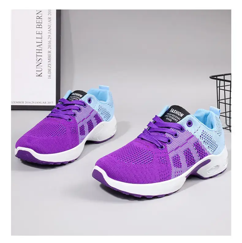 One-piece flying woven casual shoes women's mesh women's sneaker breathable comfortable mom shoes cross-border new — feature 5
