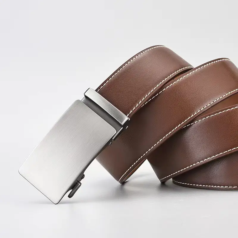 Men's Black Leather Belt with Silver Buckle - Image 8