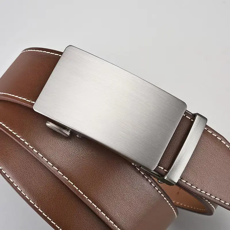 Men's Black Leather Belt with Silver Buckle — feature 5