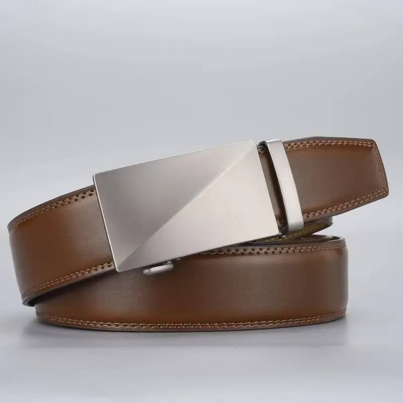 Men's Black Leather Belt with Silver Buckle — feature 6