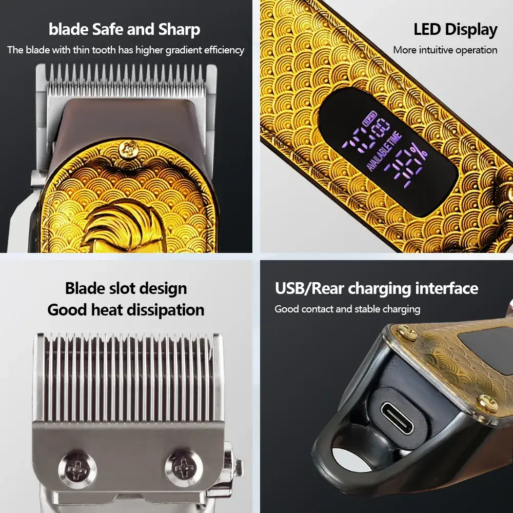 Electric Hair Clipper with LED Display & USB Charging