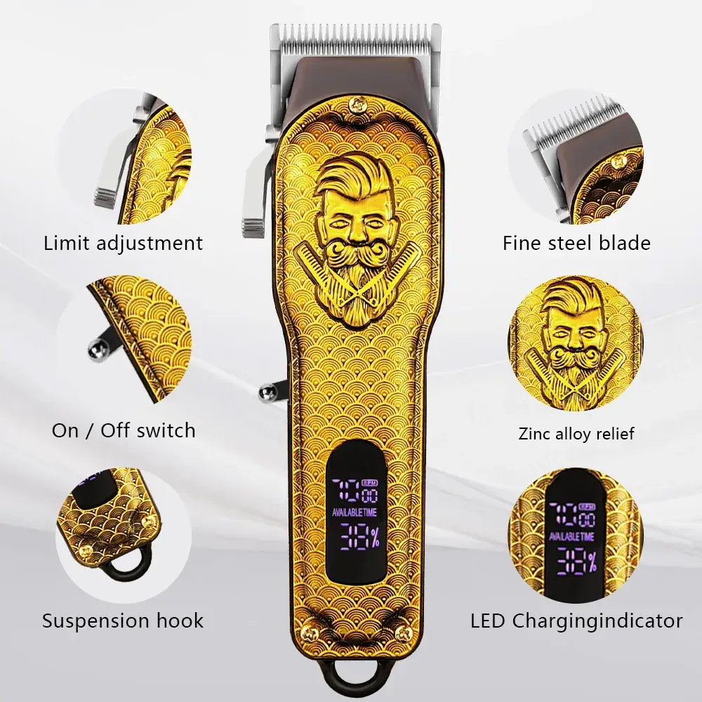 Electric Hair Clipper with LED Display & USB Charging
