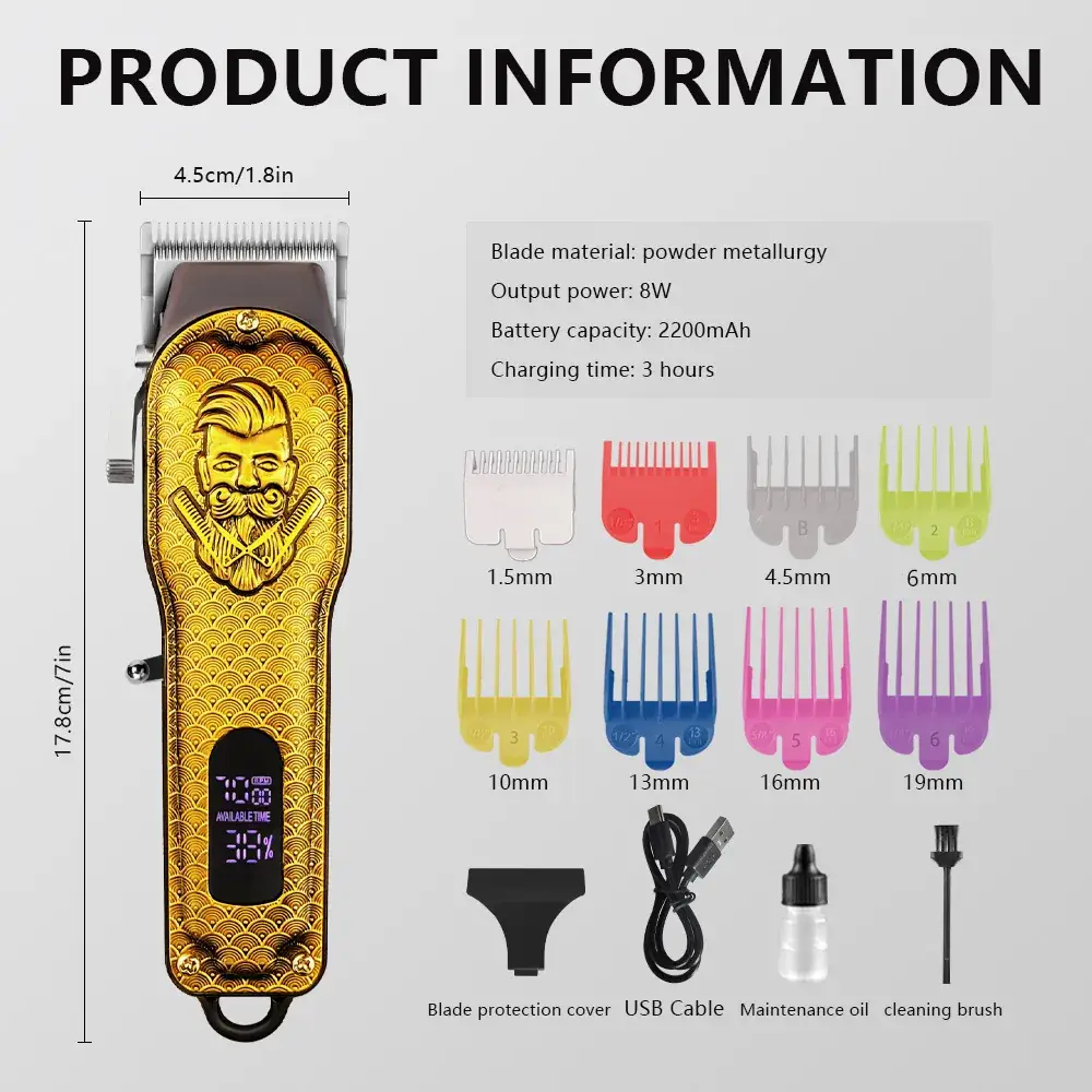 Electric Hair Clipper with LED Display & USB Charging — feature 9
