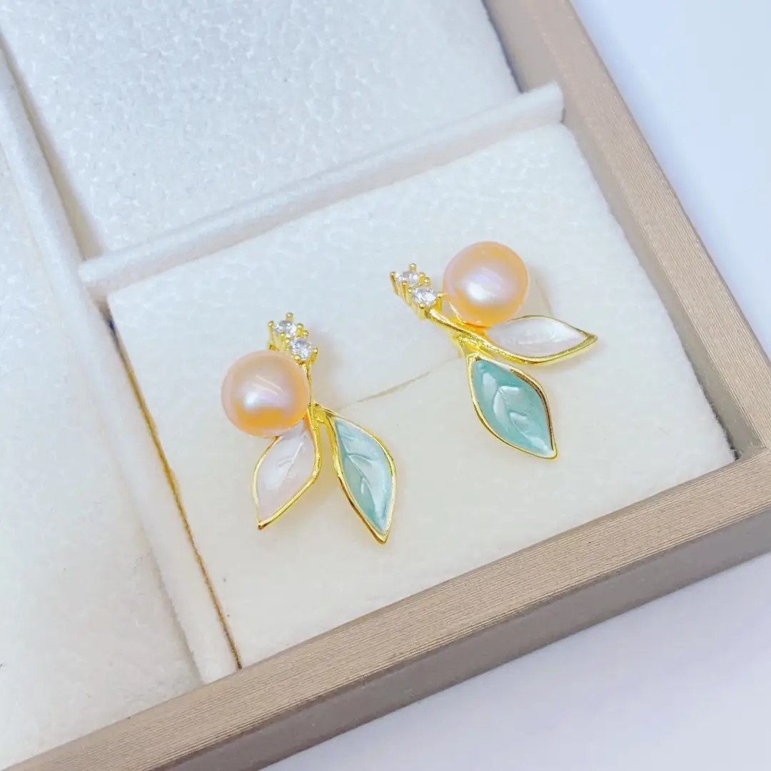 S925 Silver Pearl Leaf Earrings Necklace Ring Set - Image 16