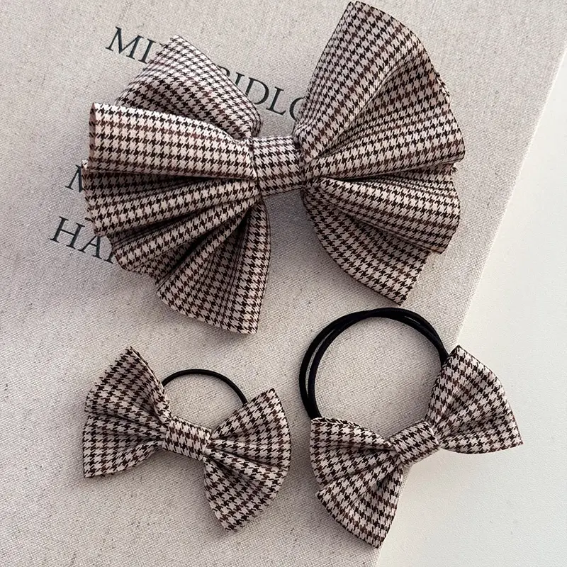 Korean Style Retro Houndstooth Bow Hairband for Women - Image 4