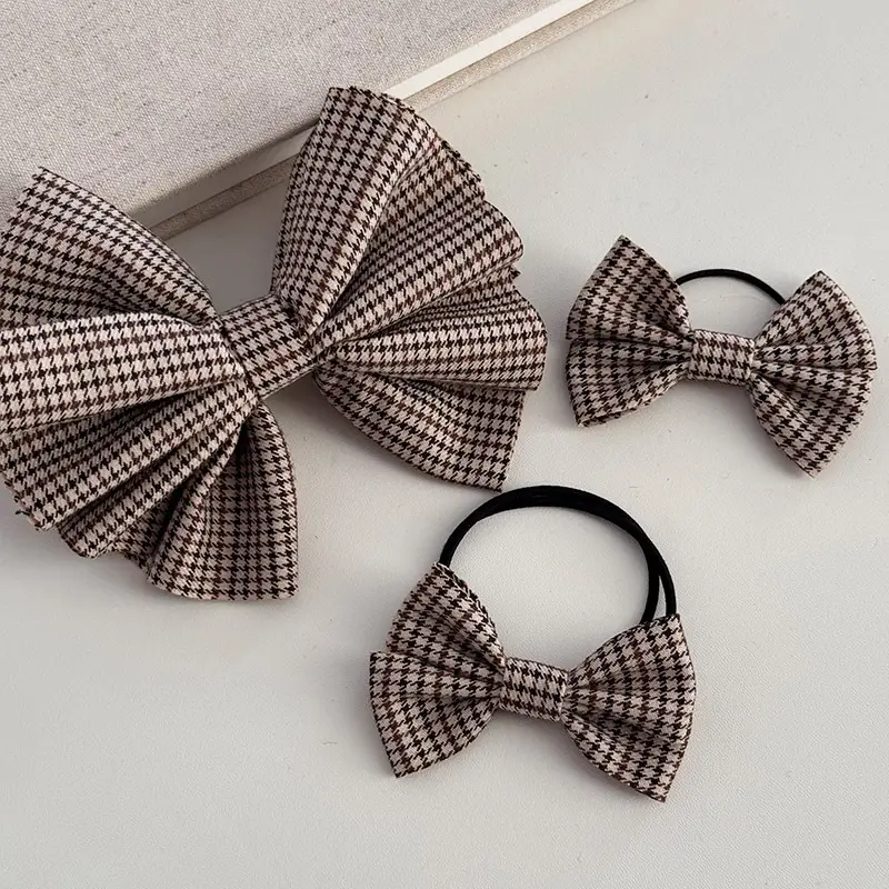 Korean Style Retro Houndstooth Bow Hairband for Women - Image 5