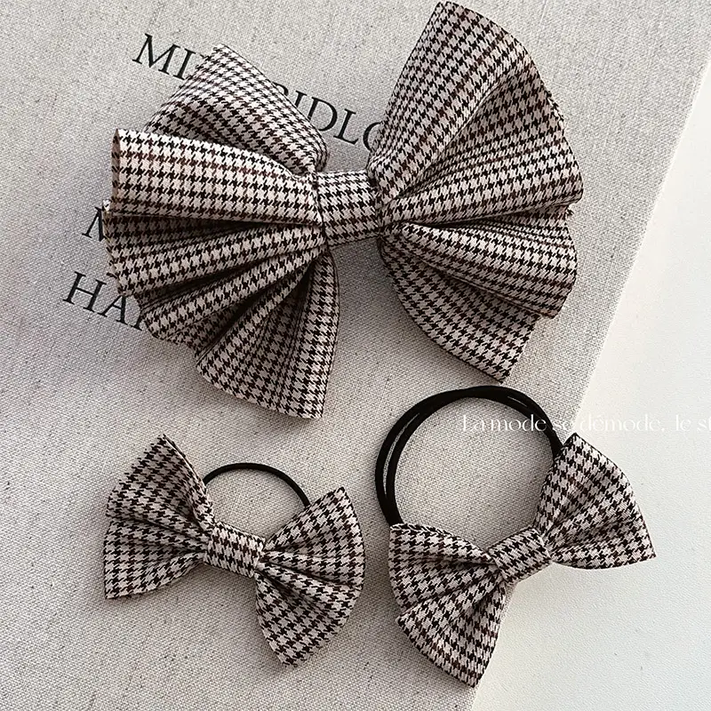 Korean Style Retro Houndstooth Bow Hairband for Women — feature 2