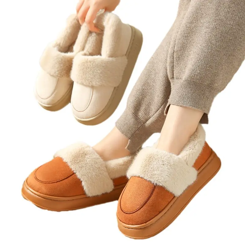 Cotton Slippers Women's Winter Bag Heel Indoor Home Household Confinement Warm Plush Outer Wear Cotton Shoes Men's Winter