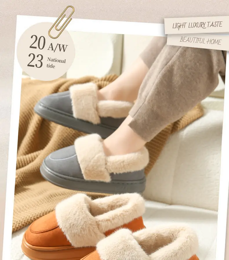 Cotton Slippers Women's Winter Bag Heel Indoor Home Household Confinement Warm Plush Outer Wear Cotton Shoes Men's Winter — feature 1