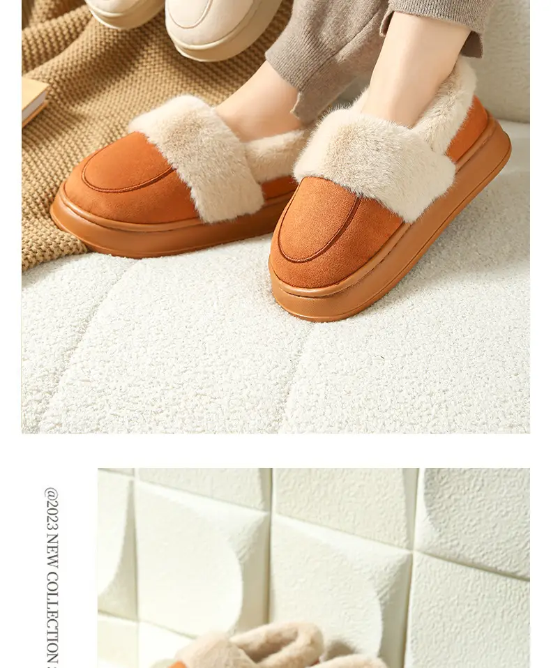 Cotton Slippers Women's Winter Bag Heel Indoor Home Household Confinement Warm Plush Outer Wear Cotton Shoes Men's Winter — feature 14