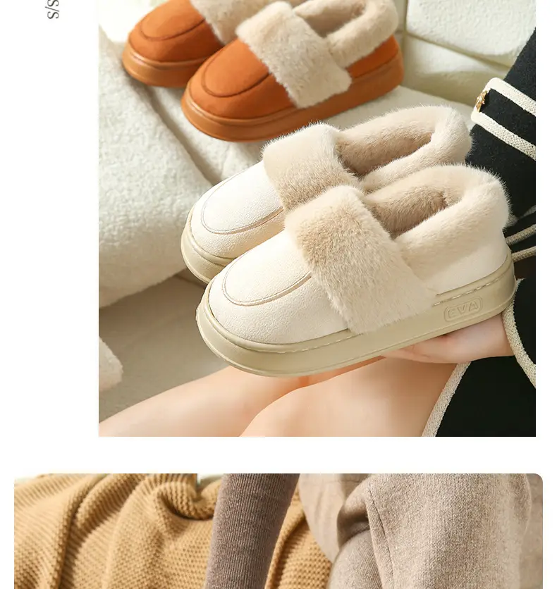 Cotton Slippers Women's Winter Bag Heel Indoor Home Household Confinement Warm Plush Outer Wear Cotton Shoes Men's Winter — feature 15