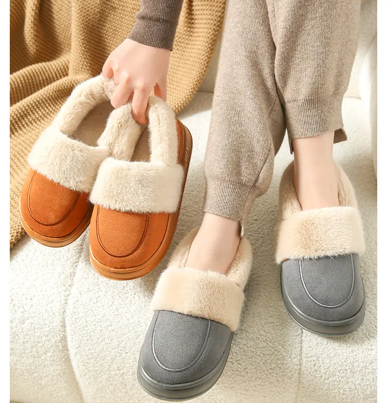 Cotton Slippers Women's Winter Bag Heel Indoor Home Household Confinement Warm Plush Outer Wear Cotton Shoes Men's Winter — feature 16