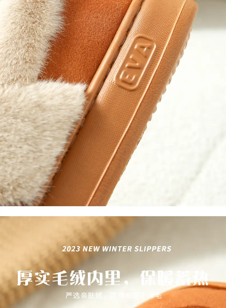 Cotton Slippers Women's Winter Bag Heel Indoor Home Household Confinement Warm Plush Outer Wear Cotton Shoes Men's Winter — feature 7