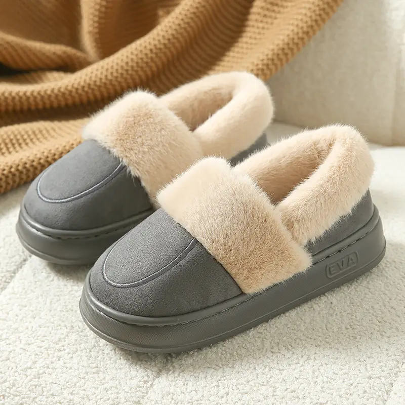 Cotton Slippers Women's Winter Bag Heel Indoor Home Household Confinement Warm Plush Outer Wear Cotton Shoes Men's Winter