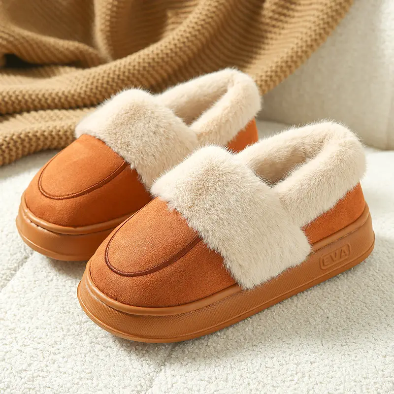 Cotton Slippers Women's Winter Bag Heel Indoor Home Household Confinement Warm Plush Outer Wear Cotton Shoes Men's Winter