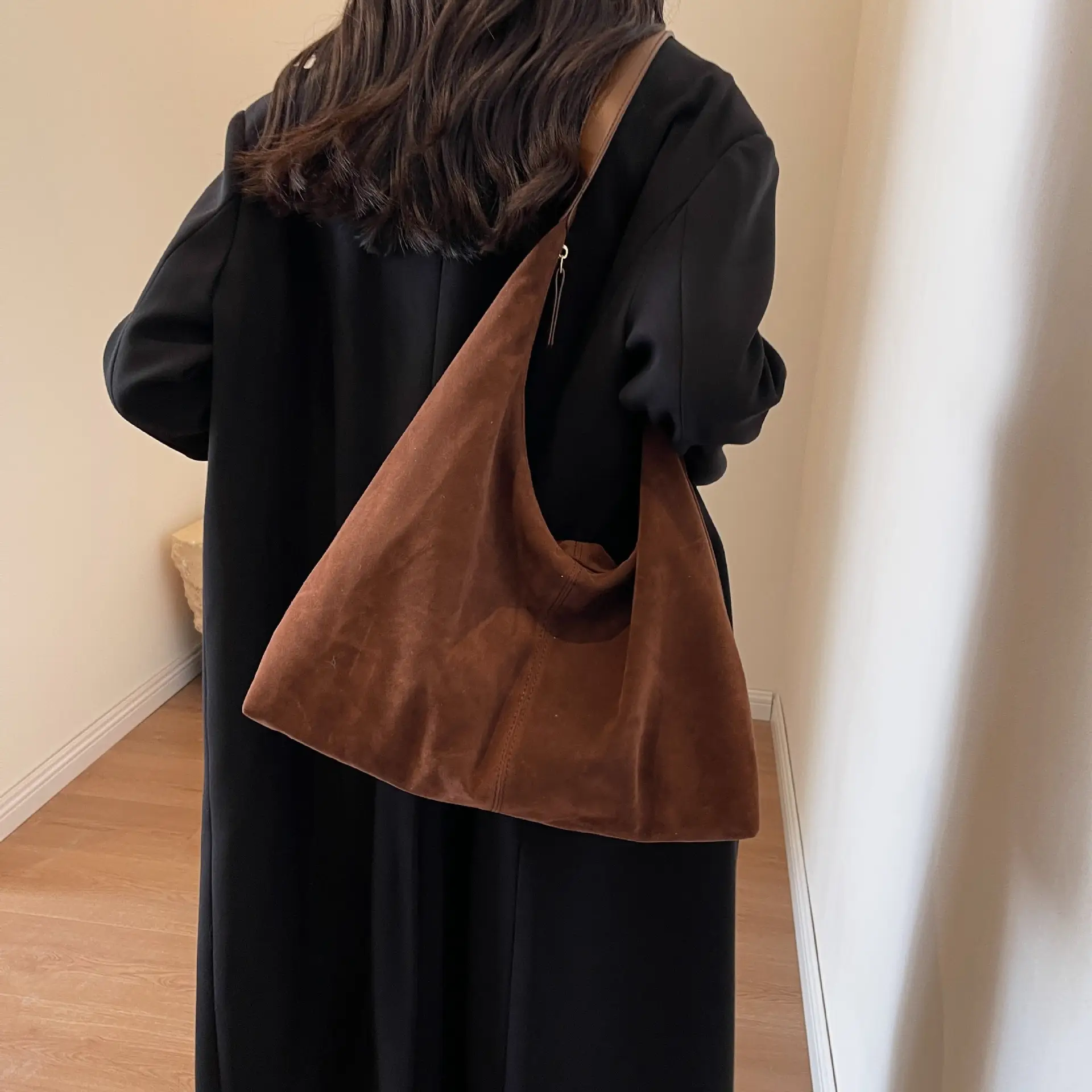 Korean Velvet Tote Bag for Women Brown 2025 - Image 3