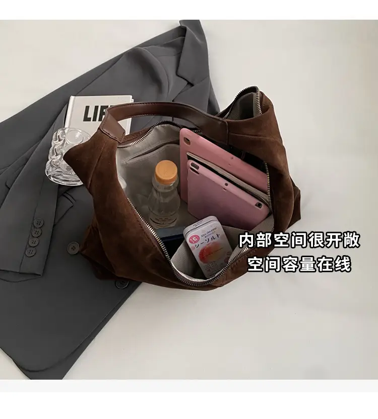 Korean Velvet Tote Bag for Women Brown 2025 — feature 8