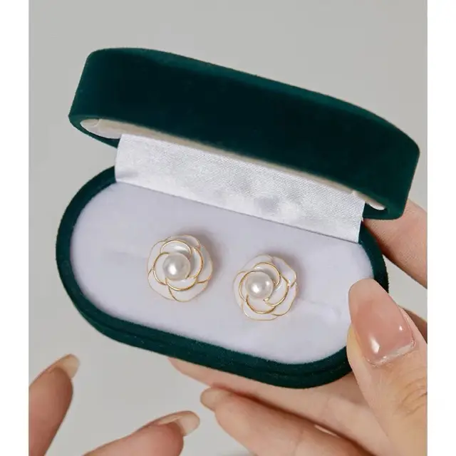 White Camellia Pearl Earrings for Women 2023 Spring Summer - Image 5