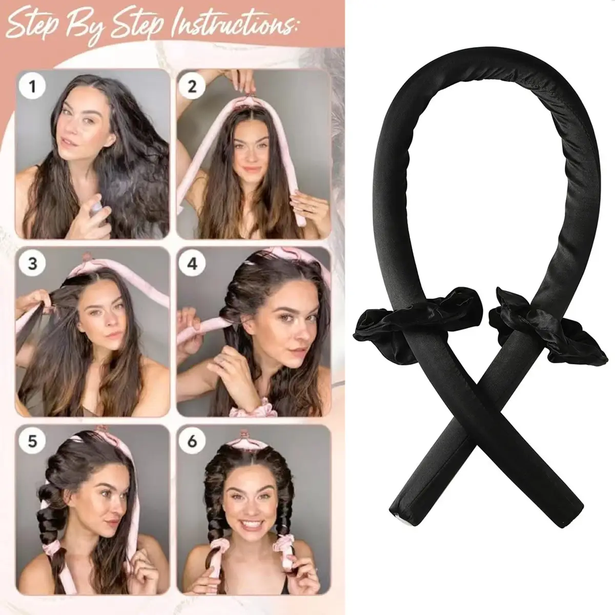 Pink Heat-Free Lazy Curling Wand Set - Image 10