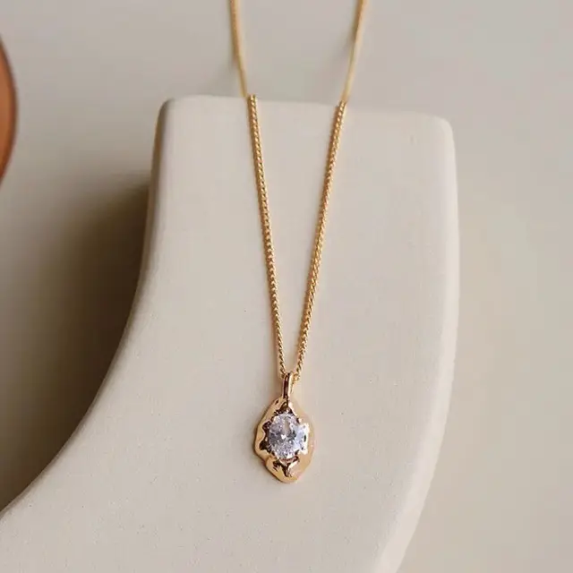 Gold Zircon Pendant Necklace for Women