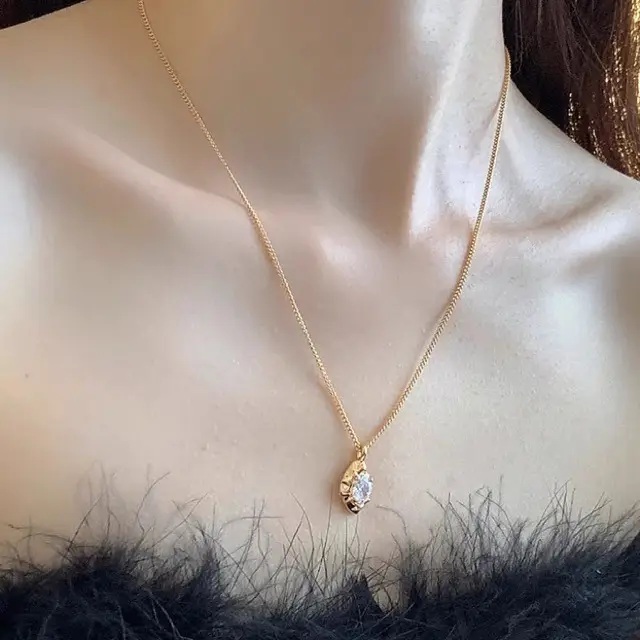 Gold Zircon Pendant Necklace for Women