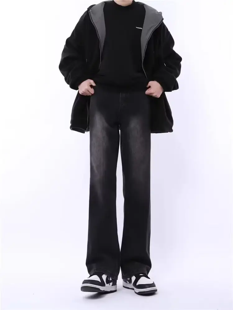 Men's Slim Fit Flared Black Jeans Straight Cleanfit Pants — feature 12