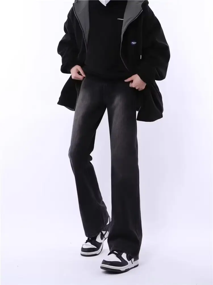 Men's Slim Fit Flared Black Jeans Straight Cleanfit Pants — feature 14