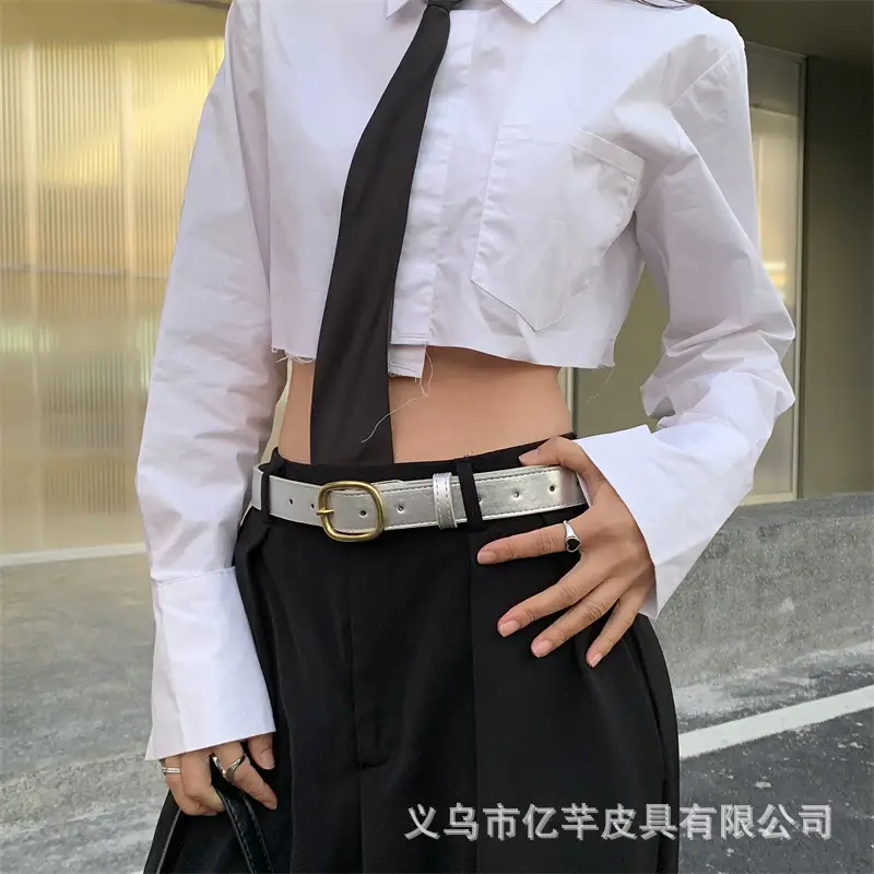 Brown Leather Belt with Gold buckle for Women — feature 11