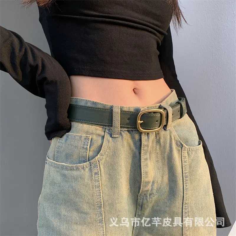 Brown Leather Belt with Gold buckle for Women — feature 12