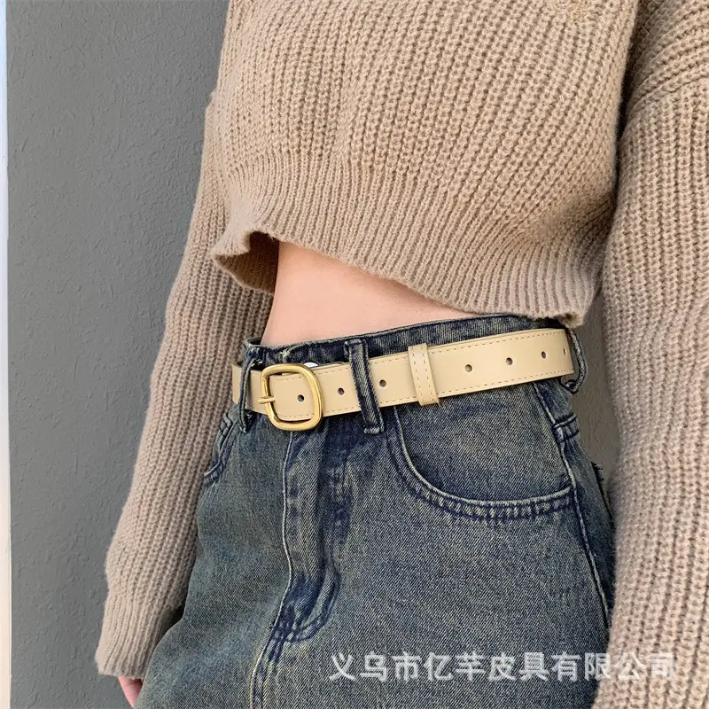 Brown Leather Belt with Gold buckle for Women — feature 13